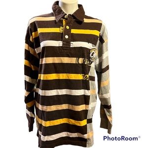 Akademiks 9Os striped polo long sleeve preppy shirt rare size larger